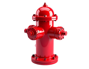 Glossy, bright red hydrant isolated on black background, 3D render