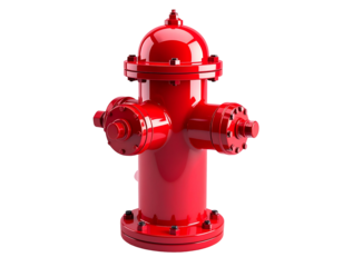 Glossy, bright red hydrant isolated on black background, 3D render