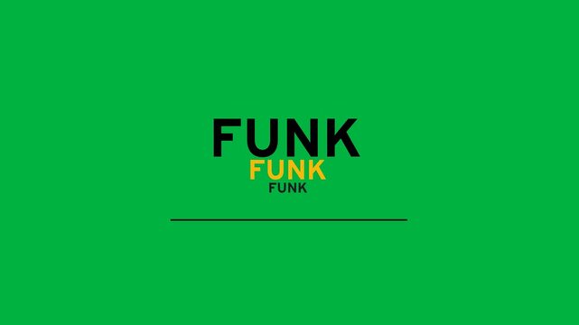 Animation of funk text in black and orange letters on white background