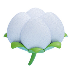 PNG 3D Cotton Plant Fiber Bloom Icon Isolated on a White Background