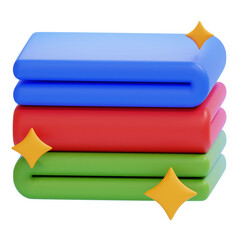 PNG 3D Stack of Fresh Clean Towels Icon Isolated on a White Background