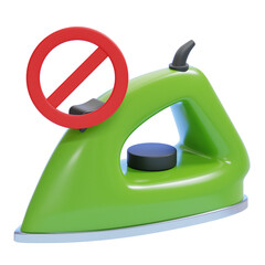 PNG 3D Do Not Iron Symbol on Clothes Iron Icon Isolated on a White Background