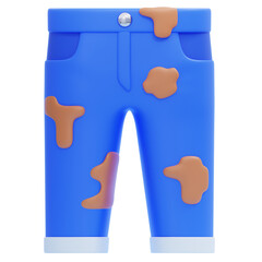 PNG 3D Dirty Stained Pants Icon Isolated on a White Background