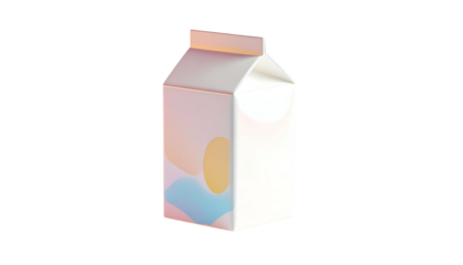 Rendered white carton against a black background with abstract design