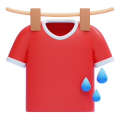 PNG 3D Wet Clothes Hanging to Dry Icon Isolated on a White Background