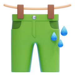 PNG 3D Wet Pants Hanging to Dry Icon Isolated on a White Background