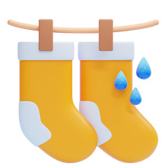 PNG 3D Wet Socks Hanging to Dry Icon Isolated on a White Background