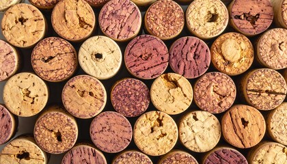 Collection of used wine corks, a close-up view.