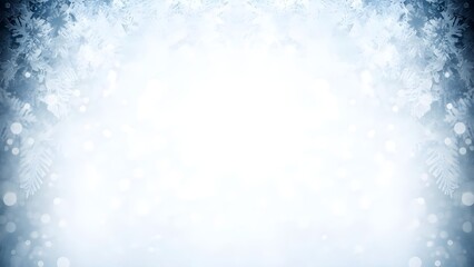 Serene winter background with snowflakes and frosty borders