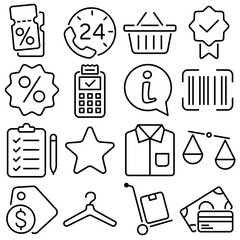 Shopping and E-commerce Essentials Icon Set Outline Style (Part 2)