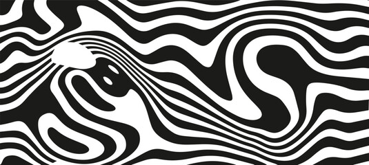 abstract horizontal background with black and white waves © Abisd