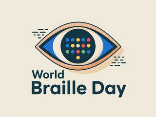 World Braille Day Colorful Eye Symbol Inclusive Awareness Poster Concept