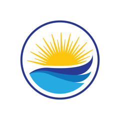 Obraz premium beautiful sea sunset view logo design