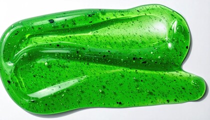 Green gel with flecks on a white background