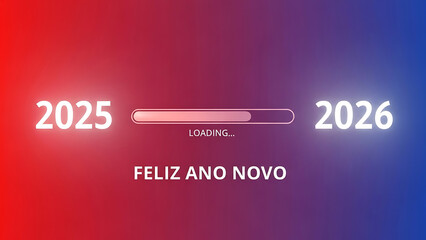2025 loading bar transitioning to 2026 Feliz Ano Novo 1