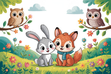 easter bunny with eggs in the grass