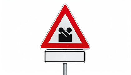 Drawbridge ahead warning sign, red triangle