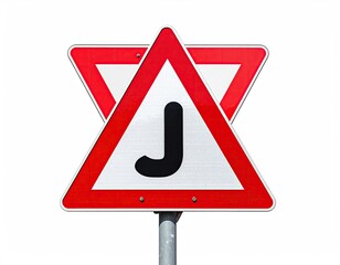 Junction ahead road sign with red borders