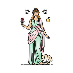 Obraz premium Character of the god Aphrodite. with a white background.