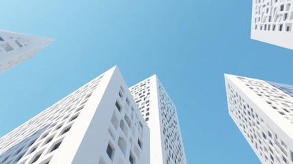 Clean Architectural Design Showcases Modern Buildings Against a Clear Blue Sky in an Urban Administrative Area During Daylight Hours