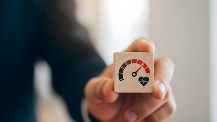 Hologram stock background with a person holding a small gauge