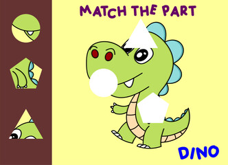 Match children educational game. Match parts of cartoon animal. Activity for preschool  kids