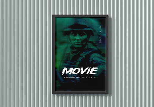 Movie Poster Frame Mockup on Wall