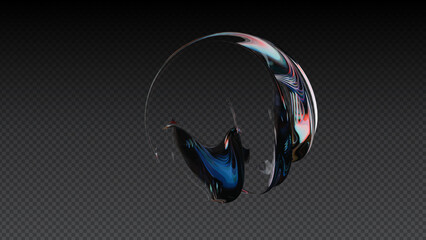 Translucent Glass Sphere with Iridescent Rainbow Gradient Reflections