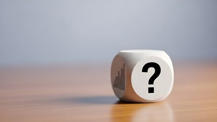Hologram stock background with mysterious dice on wooden table