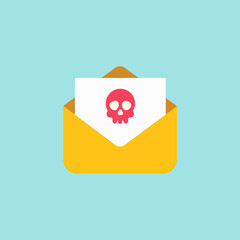 Phishing Email Icon with Skull, Cyber Attack and Online Scam Warning Illustration © Sunshine Art