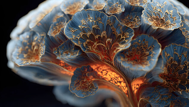 Concept art of a human brain exploding with knowledge and creativity