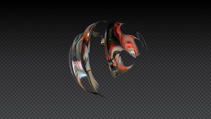 Abstract Glass Twist Shape with Orange and Gray Reflections