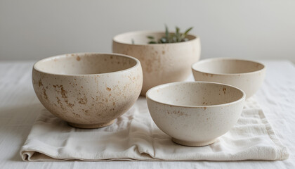 Minimal Ceramic Bowls in Neutral Tones