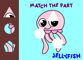 Match children educational game. Match parts of cartoon animal. Activity for preschool  kids