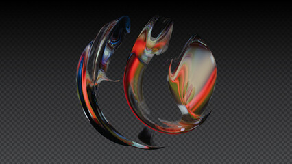 Transparent Glass Wave Shape with Orange Gradient on Dark Background