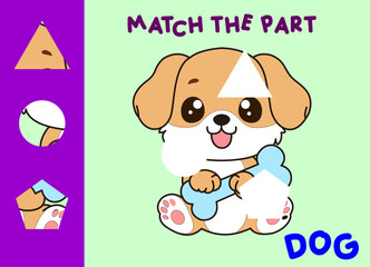 Match children educational game. Match parts of cartoon animal. Activity for preschool  kids