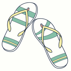 Pair of turquoise and yellow flip flops