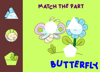 Match children educational game. Match parts of cartoon animal. Activity for preschool  kids
