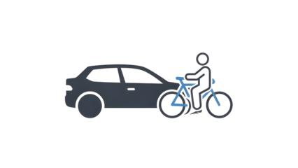 Car and bicycle icon illustrating road safety, urban commuting, traffic, and sustainable transport. isolated PNG with Transparent Background