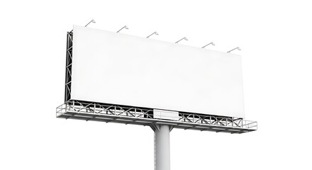 Obraz premium Blank outdoor advertising billboard with a customizable white display area for your message, isolated on white background
