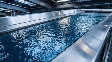 Obraz premium Modern Industrial Water Pool with Calm Blue Surface and Reflection in Contemporary Facility