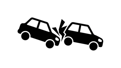 Severe head-on car crash vector icon symbolizing road traffic accident and vehicle collision isolated PNG with Transparent Background