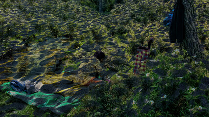 green moss on the rock