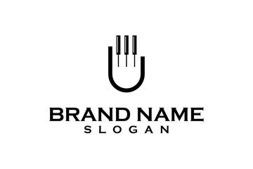 Fingers piano logo design template