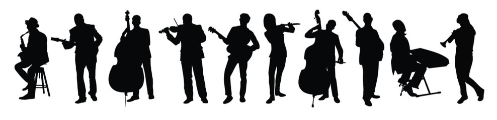 stylish collection of jazz musician silhouettes featuring  © Ciosa