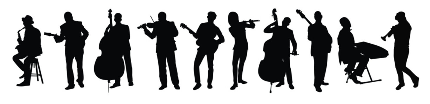 stylish collection of jazz musician silhouettes featuring 