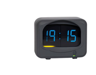 Retro-style digital clock reads 1915 on black background