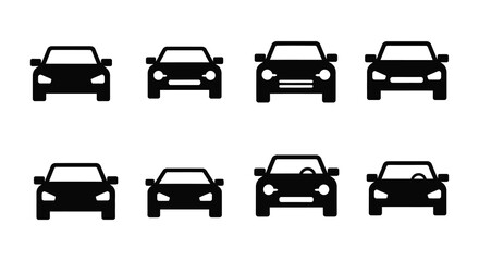 Fototapeta premium A collection of car outlines displaying various vehicle styles in a bold silhouette