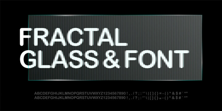 Frosty glass font, ribbed English alphabet. Polycarbonate plate overlay typography number, glossy mirror ripple effect. Premium product podium smooth type, light flute distortion. Reeded rib material