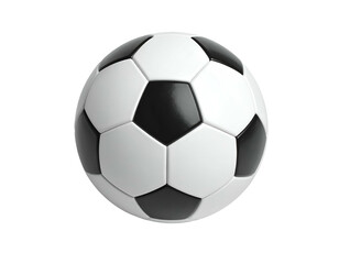 A centered close-up of a classic soccer ball, black and white